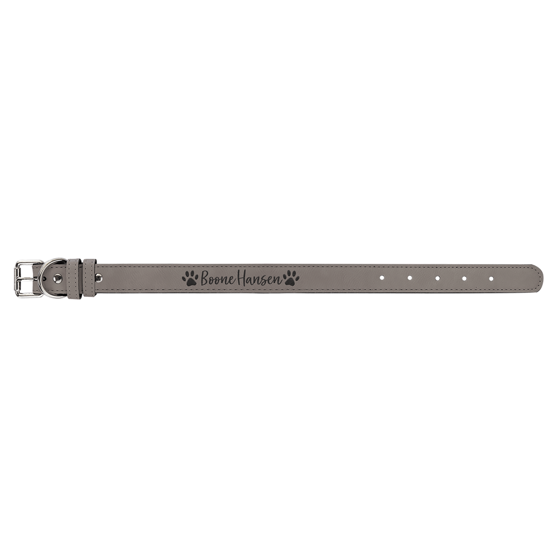 Personalized Gray Small Leatherette Dog Collar - Leatherette