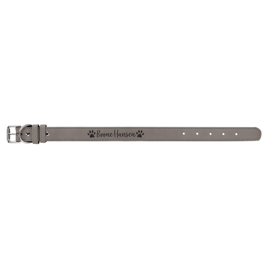 Personalized Gray Small Leatherette Dog Collar - Leatherette