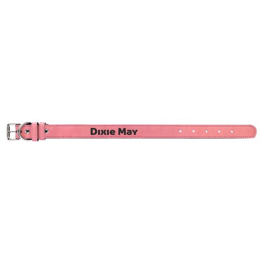 Personalized Pink Small Leatherette Dog Collar - Leatherette