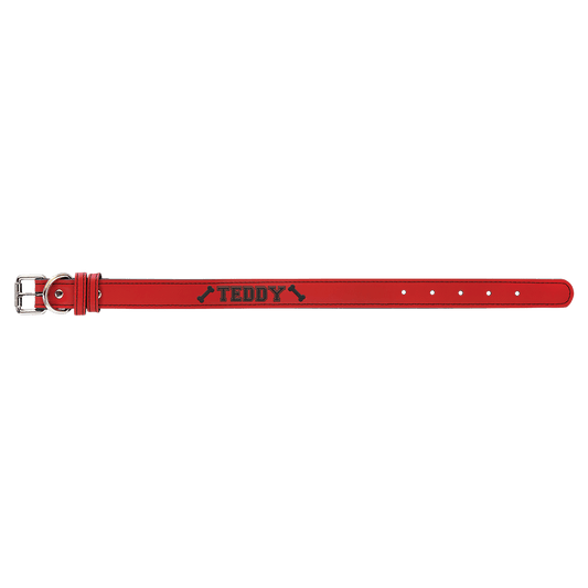 Personalized Red Small Leatherette Dog Collar - Leatherette
