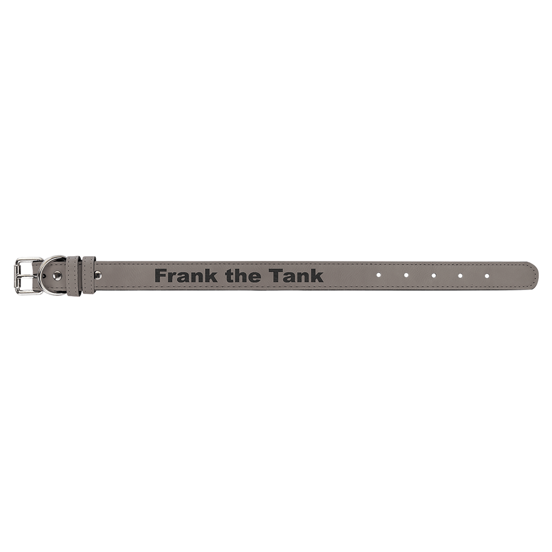 Personalized Gray Medium Leathertte Dog Collar - Leatherette