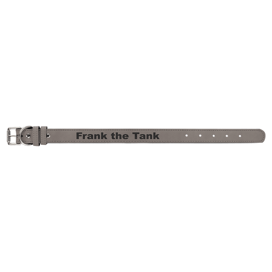 Personalized Gray Medium Leathertte Dog Collar - Leatherette