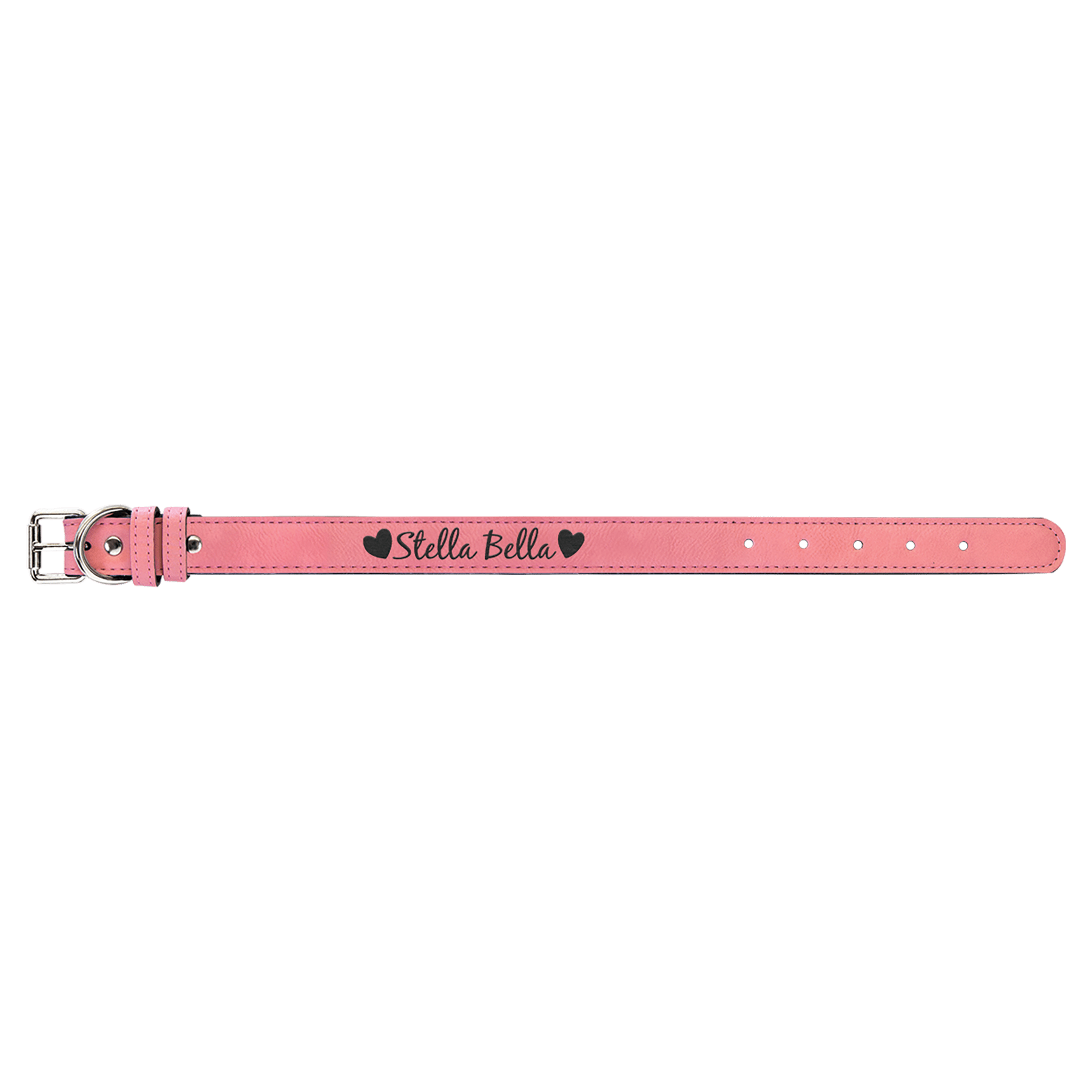 Personalized Pink Medium Leatherette Dog Collar - Leatherette
