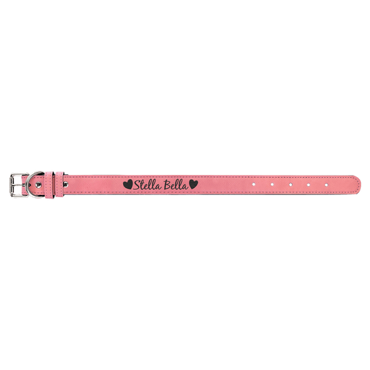 Personalized Pink Medium Leatherette Dog Collar - Leatherette