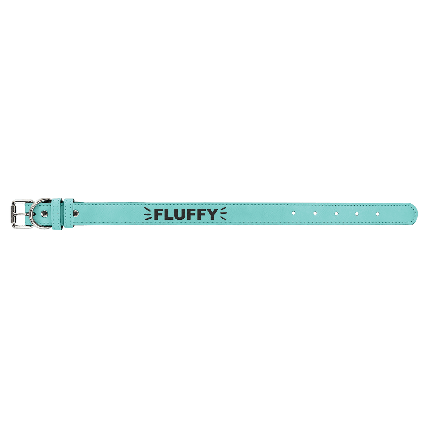 Personalized Teal Medium Leatherette Dog Collar - Leatherette