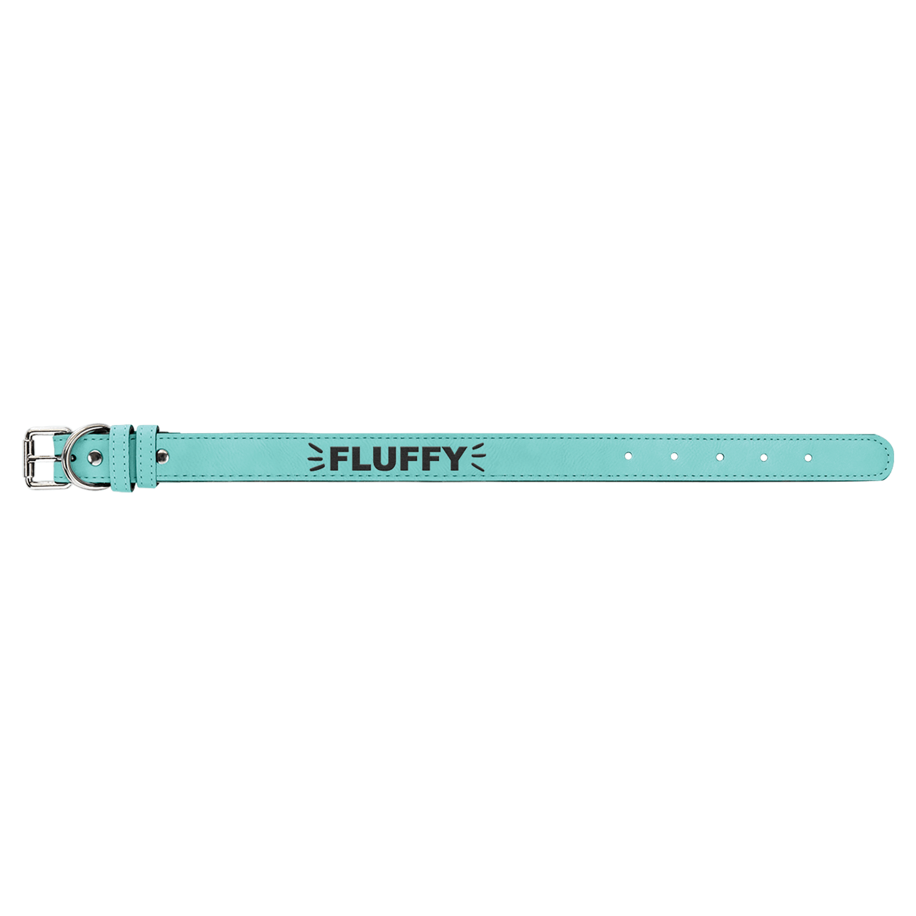 Personalized Teal Medium Leatherette Dog Collar - Leatherette