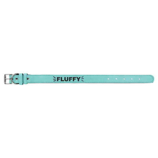 Personalized Teal Medium Leatherette Dog Collar - Leatherette