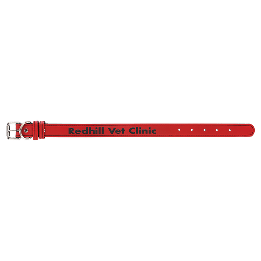 Personalized Red Medium Leatherette Dog Collar - Leatherette