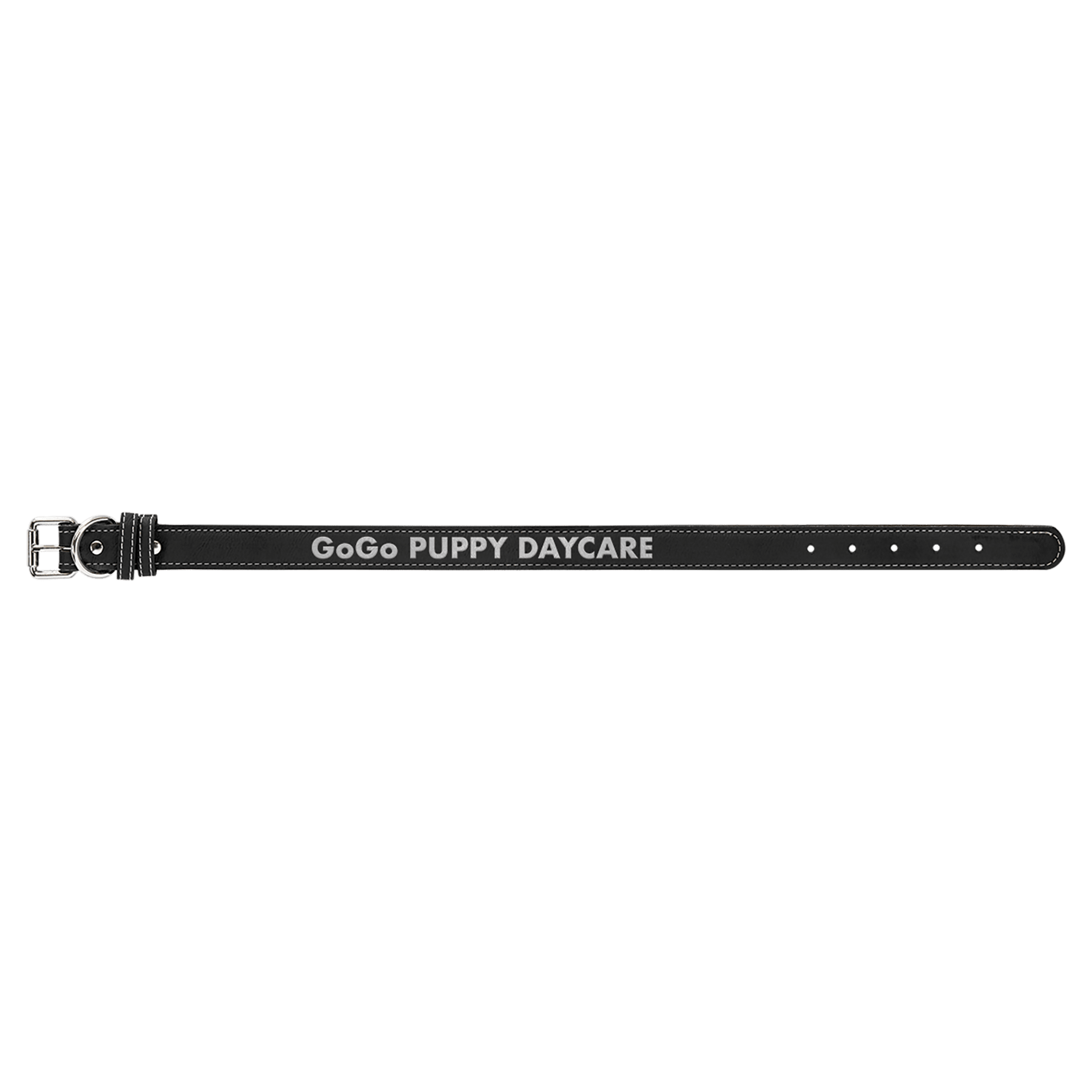 Personalized Black/Silver Large Leatherette Dog Collar - Leatherette