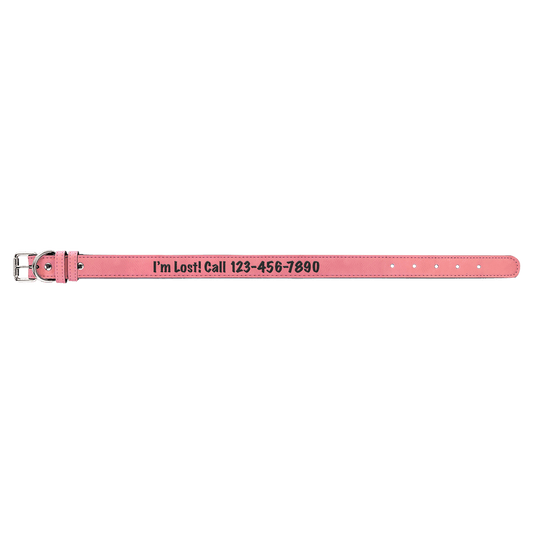 Personalized Pink Large Leatherette Dog Collar - Leatherette