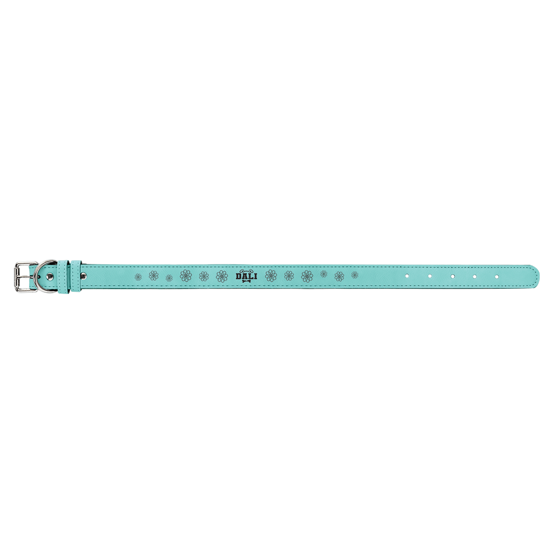 Personalized Teal Large Leatherette Dog Collar - Leatherette