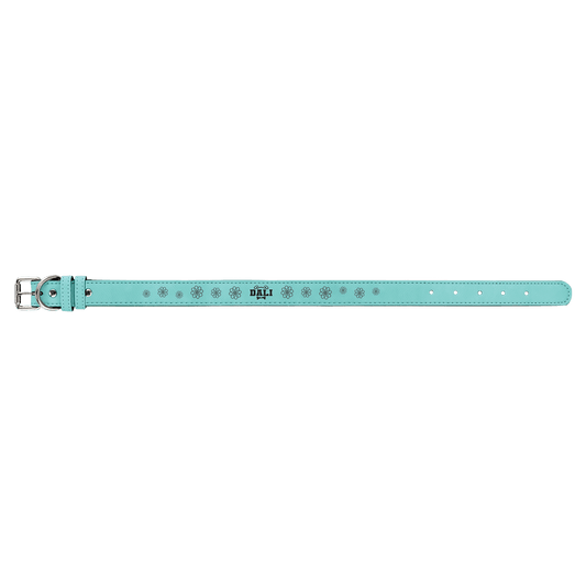 Personalized Teal Large Leatherette Dog Collar - Leatherette