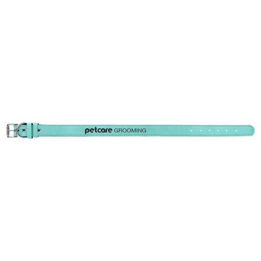 Personalized Teal Extra Large Leatherette Dog Collar - Leatherette