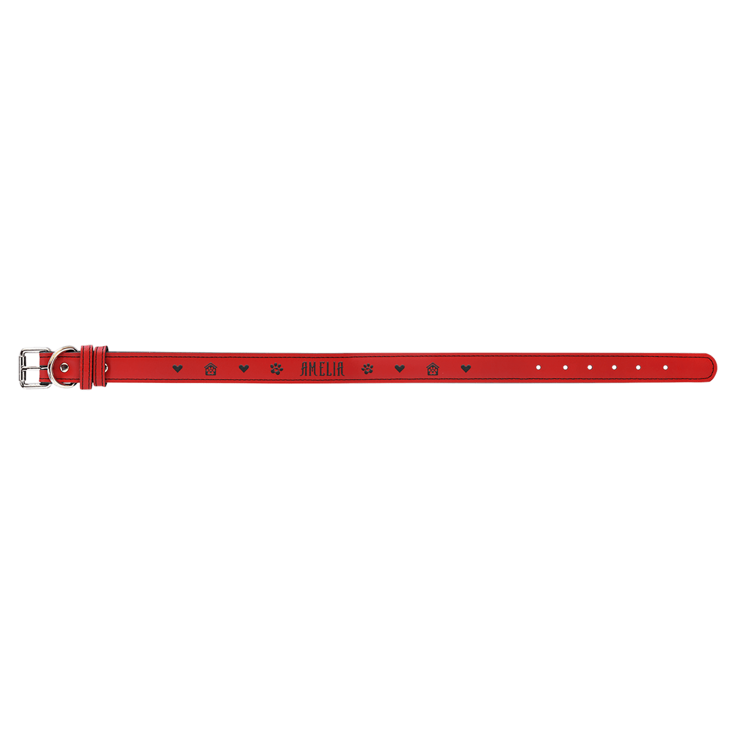 Personalized Red Extra Large Leatherette Dog Collar - Leatherette