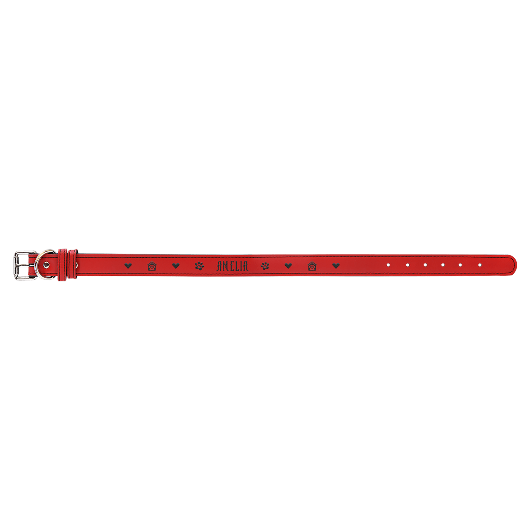 Personalized Red Extra Large Leatherette Dog Collar - Leatherette