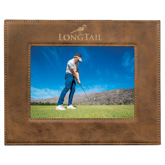 Rustic/Gold Leatherette Photo Personalized Photo Frame - Leatherette