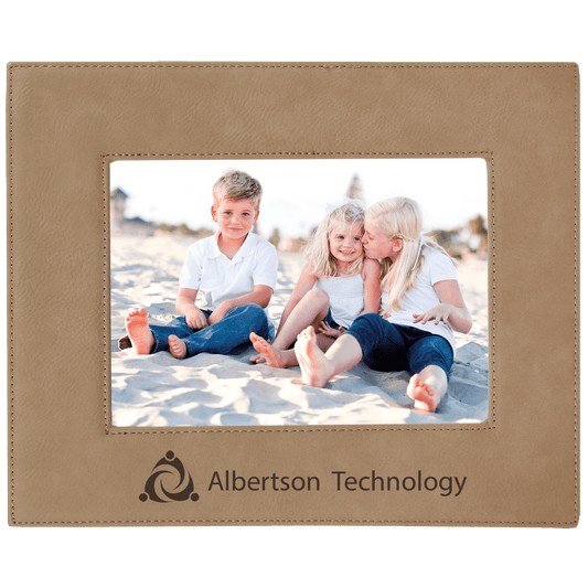 Light Brown Leatherette Photo Personalized Photo Frame - Leatherette