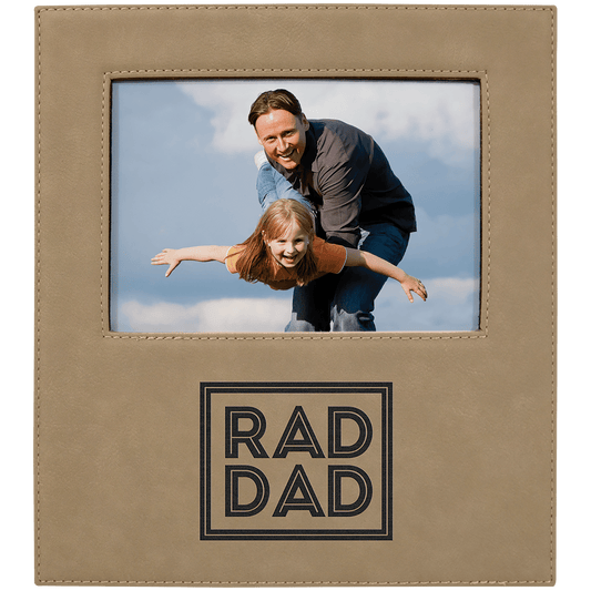 Light Brown Leatherette Photo Personalized Photo Frame with Large Engraving Area - Leatherette
