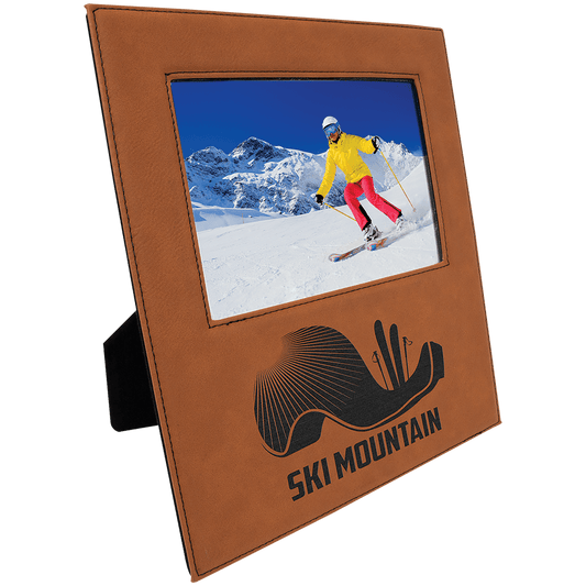 Rawhide Leatherette Photo Personalized Photo Frame with Large Engraving Area - Leatherette
