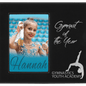 Black/Silver Leatherette Photo Personalized Photo Frame with Large Engraving Area - Leatherette