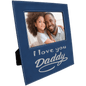 Blue/Silver Leatherette Photo Personalized Photo Frame with Large Engraving Area - Leatherette