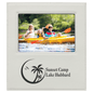 White Leatherette Photo Personalized Photo Frame with Large Engraving Area - Leatherette