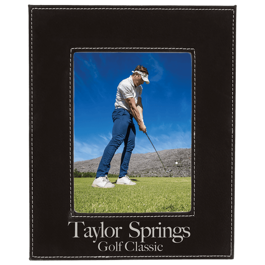 Black/Silver Leatherette Photo Personalized Photo Frame - Leatherette