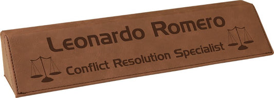 Dark Brown Leatherette Personalized Desk Wedge - Leatherette