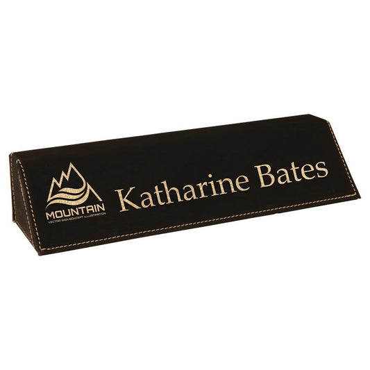 Black/Gold Leatherette Personalized Desk Wedge - Leatherette