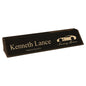 Black/Gold Leatherette Personalized Desk Wedge with Business Card Holder - Leatherette