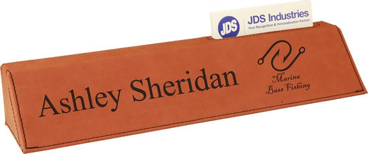 Rawhide Leatherette Personalized Desk Wedge with Business Card Holder - Leatherette