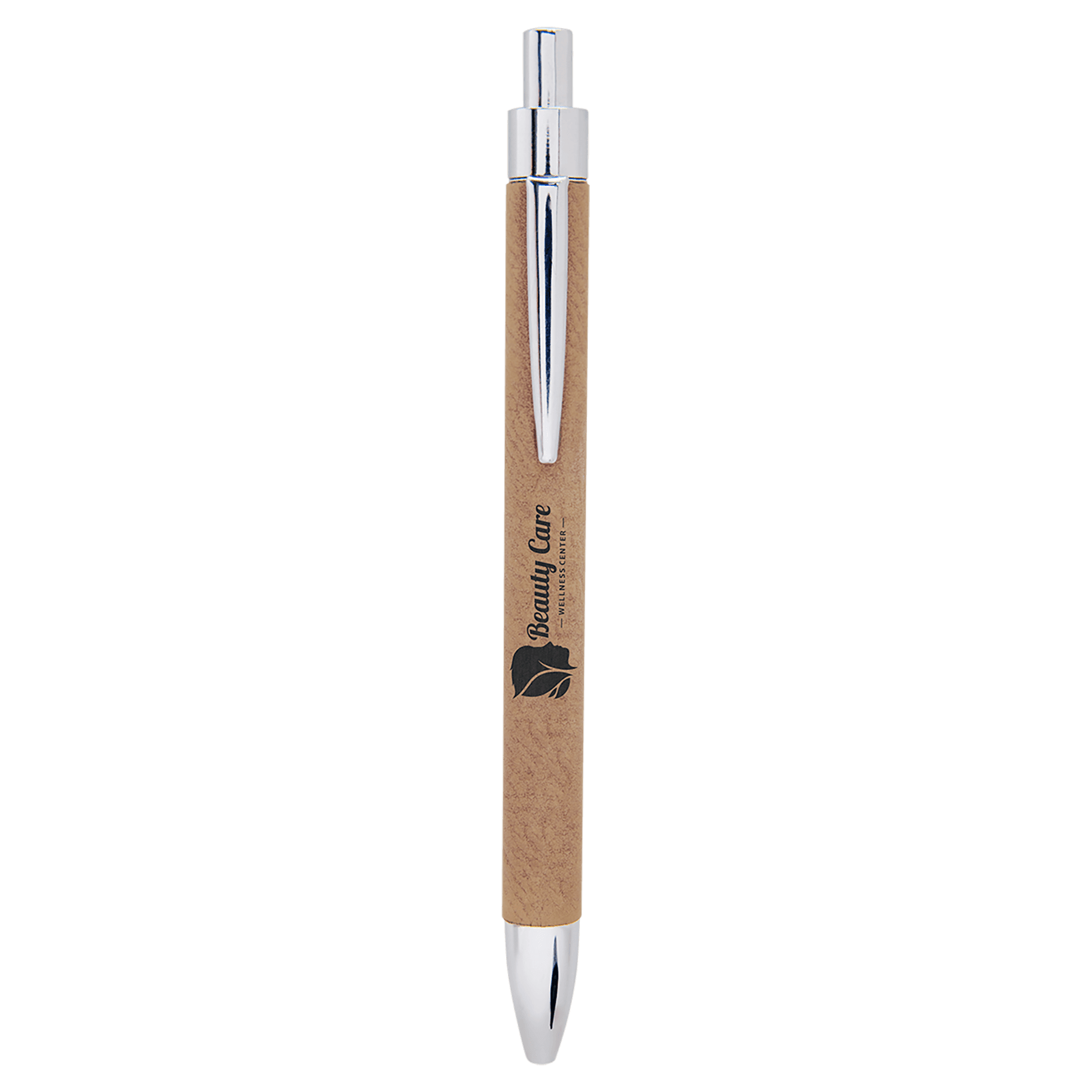 Personalized Light Brown Leatherette Ballpoint Pen - Leatherette