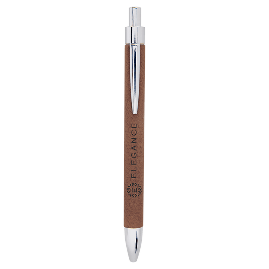 Personalized Dark Brown Leatherette Ballpoint Pen - Leatherette