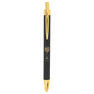 Personalized Black/Gold Leatherette Ballpoint Pen - Leatherette