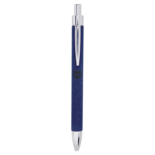 Personalized Blue Leatherette Ballpoint Pen - Leatherette