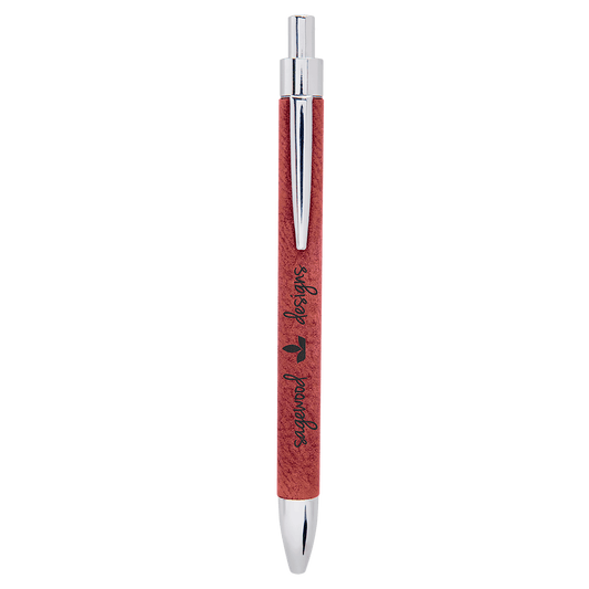 Personalized Rose Leatherette Ballpoint Pen - Leatherette
