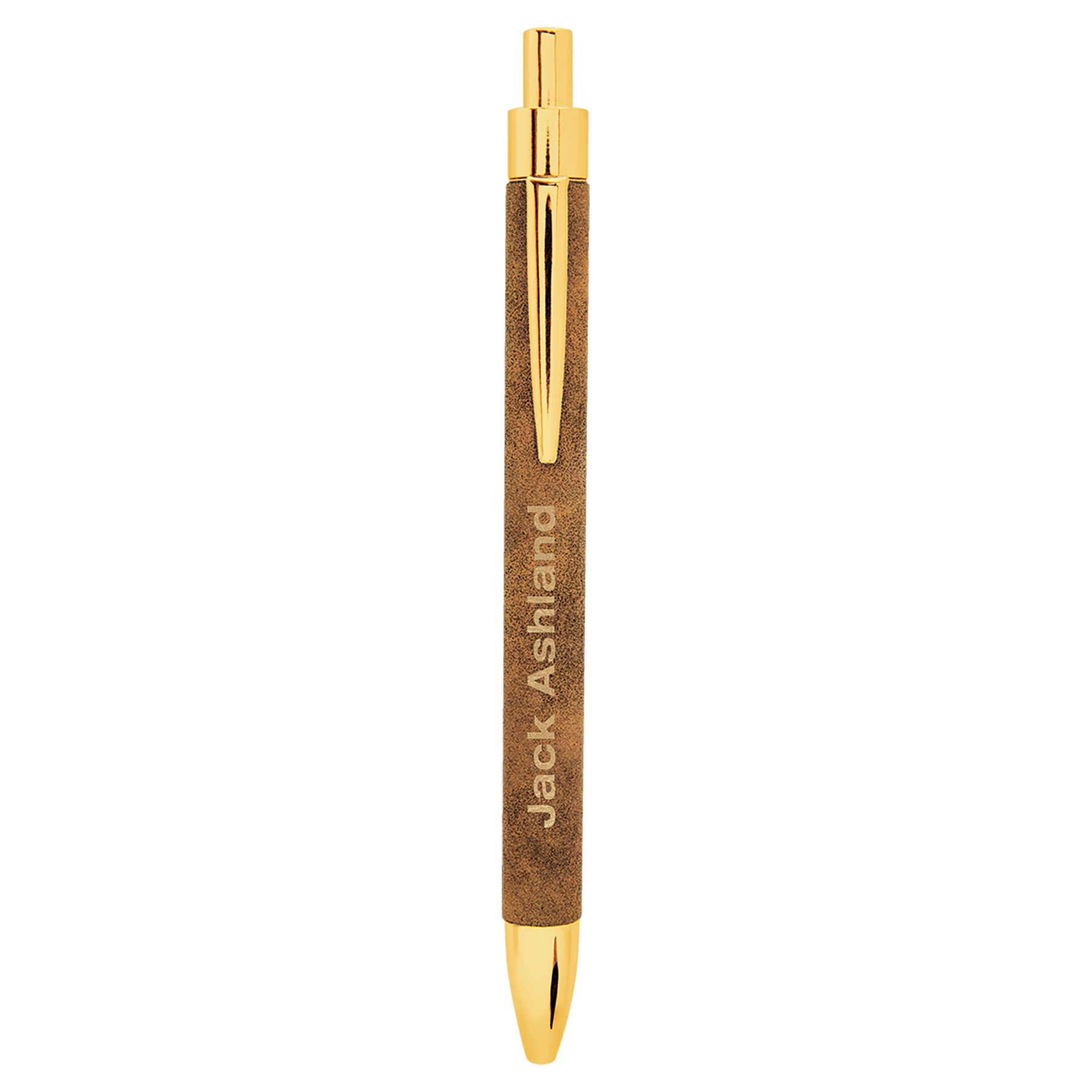 Personalized Rustic/Gold Leatherette Ballpoint Pen - Leatherette