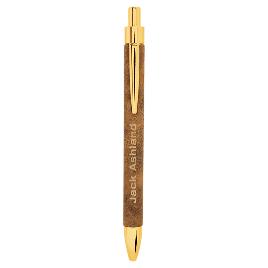 Personalized Rustic/Gold Leatherette Ballpoint Pen - Leatherette