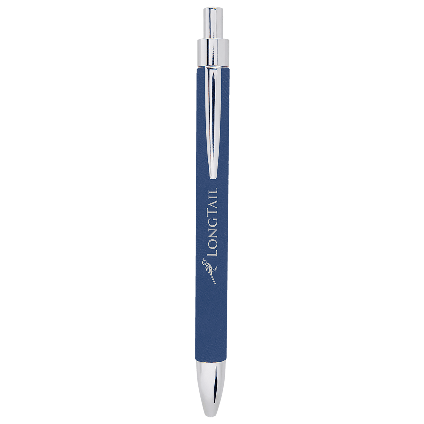 Personalized Blue/Silver Leatherette Ballpoint Pen - Leatherette