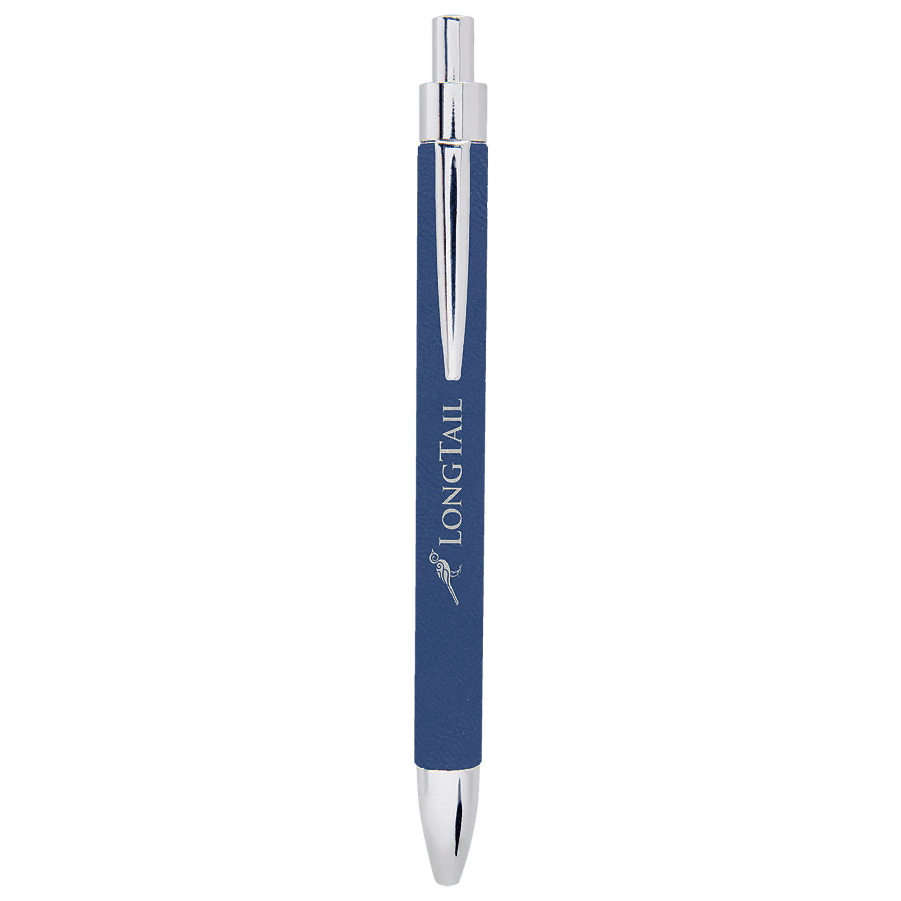 Personalized Blue/Silver Leatherette Ballpoint Pen - Leatherette