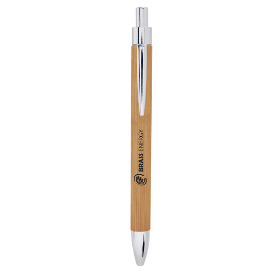 Personalized Bamboo Leatherette Ballpoint Pen - Leatherette