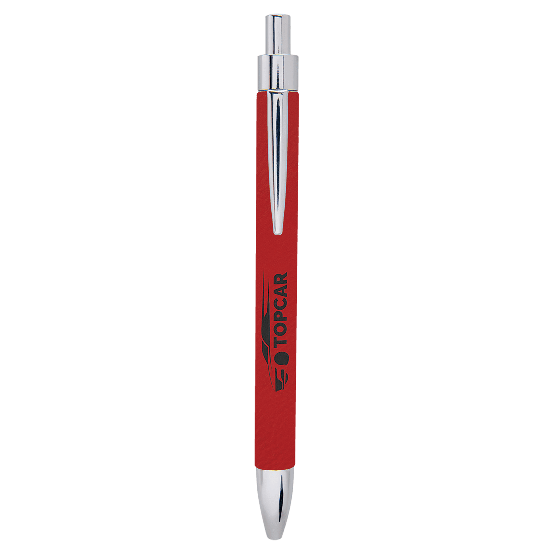 Personalized Red Leatherette Ballpoint Pen - Leatherette