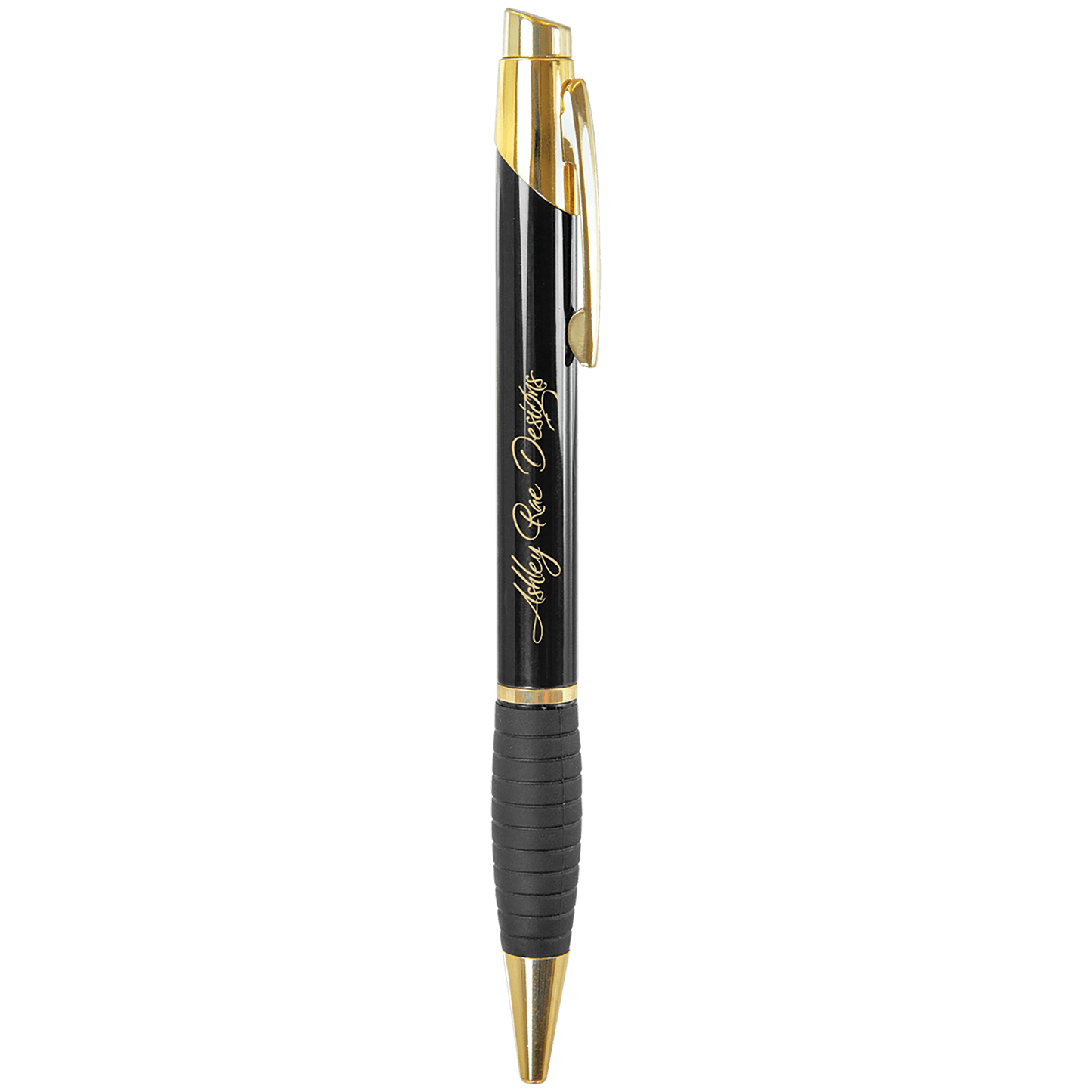 Personalized Black Anodized Aluminum Ballpoint Pen with Rubber Gripper