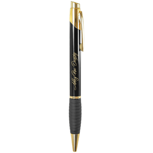 Personalized Black Anodized Aluminum Ballpoint Pen with Rubber Gripper