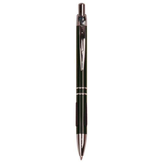 Personalized Gloss Black Anodized Aluminum Ballpoint Pen with Rubber Gripper