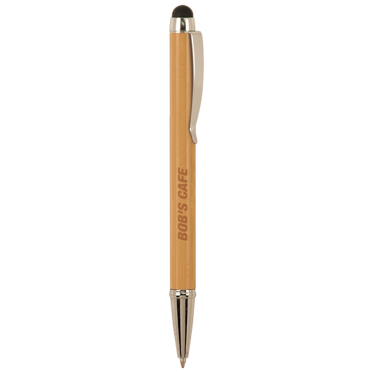 Personalized Bamboo Ballpoint Pen with Stylus