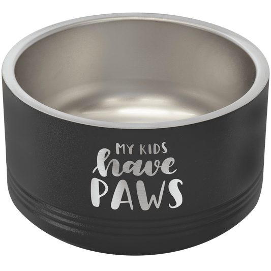Personalized Black 18 oz. Polar Camel Powder Coated Stainless Steel Dog Bowl