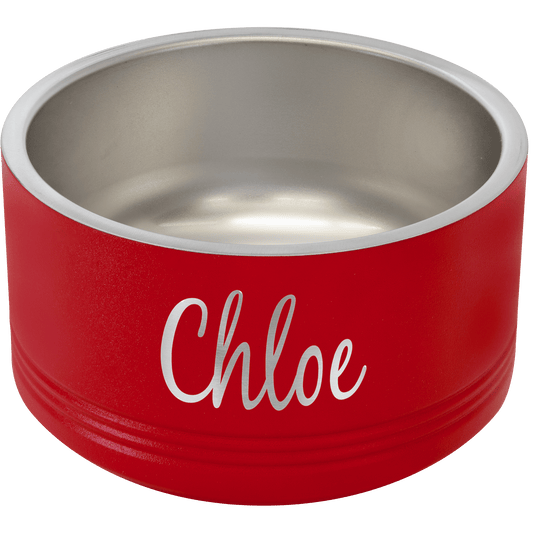 Personalized Red 18 oz. Polar Camel Powder Coated Stainless Steel Dog Bowl
