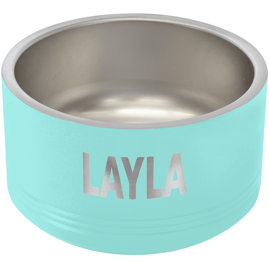 Personalized Teal 18 oz. Polar Camel Powder Coated Stainless Steel Dog Bowl