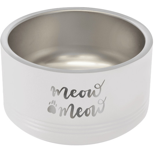 Personalized White 18 oz. Polar Camel Powder Coated Stainless Steel Dog Bowl